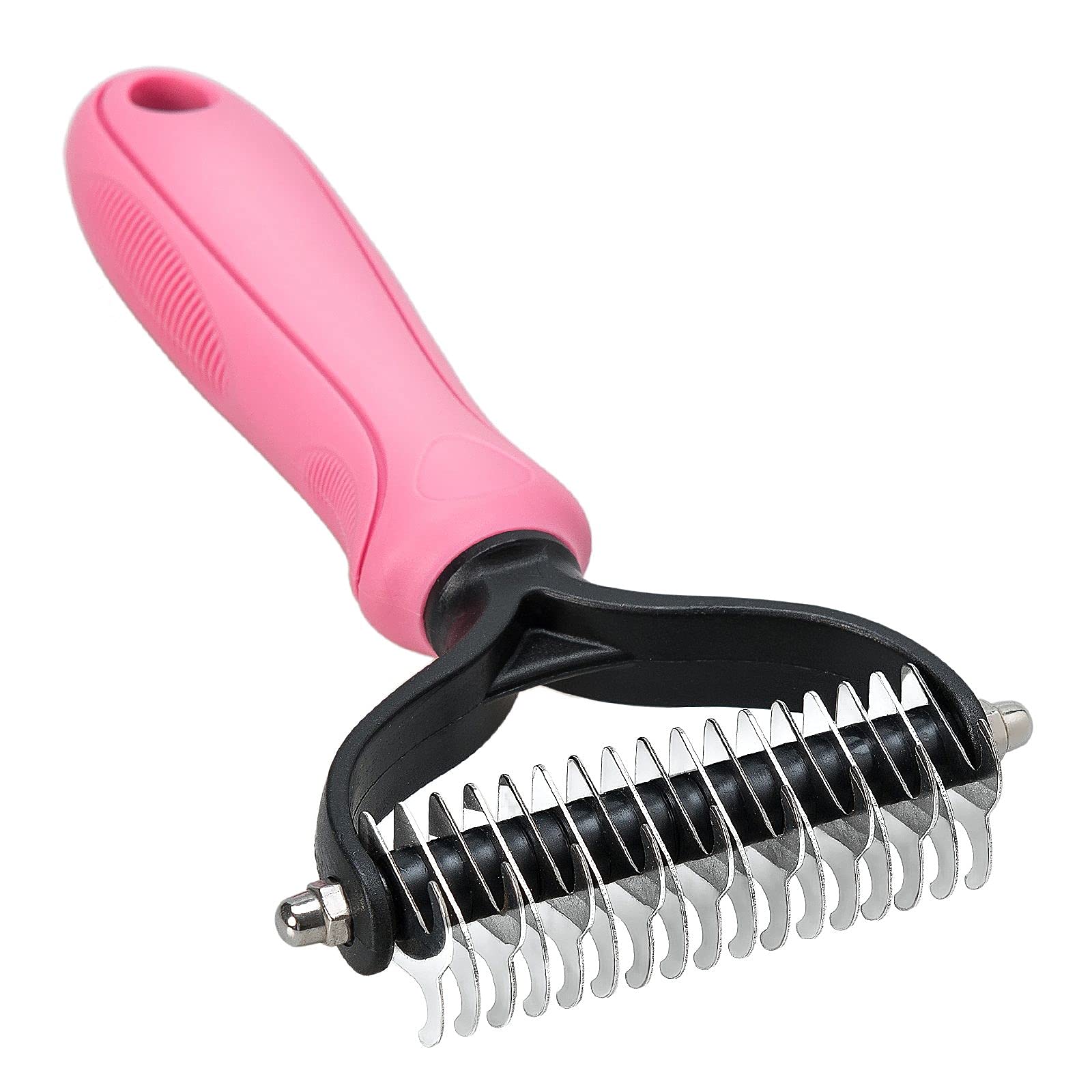whoobell Undercoat Rake for Dogs 2 Side Undercoat Brush for Deshedding and Dematting for Dog Cat Rabbit Professional Pet Grooming HairTools Removes Loose Undercoat and Nasty Shedding Pink