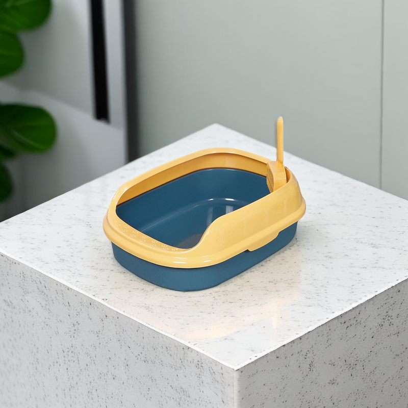 Semi-Enclosed Cat Litter Basin with Durable Shovel